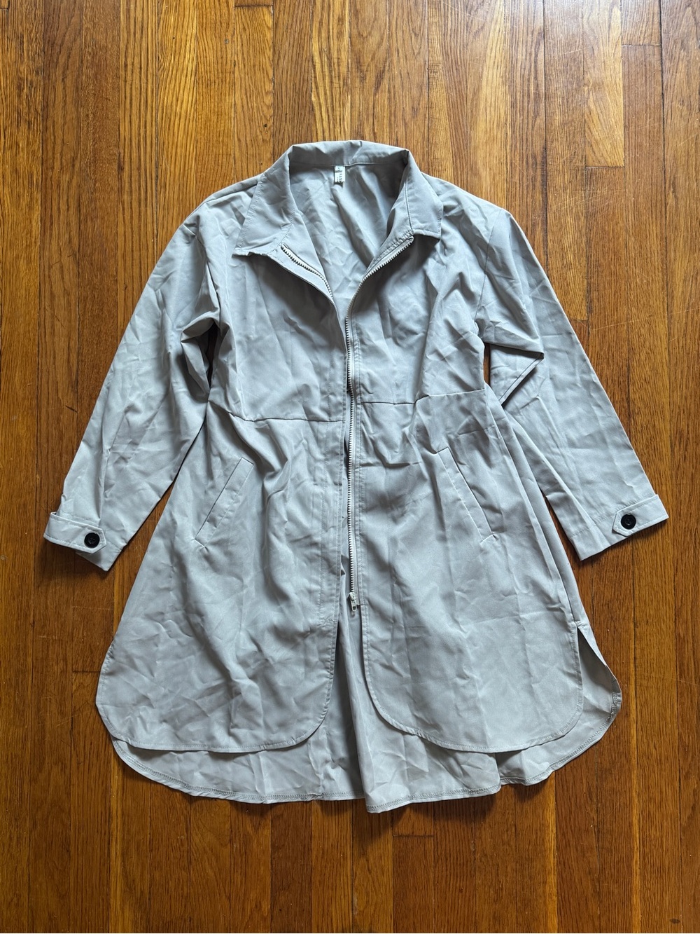 Light Gray Women's Zip-Front Trench Coat